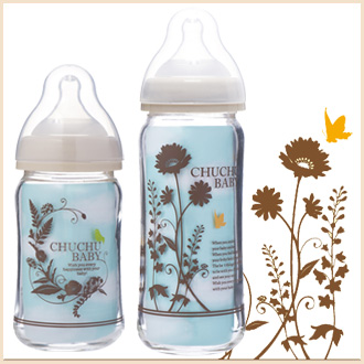 Heat resistance glass bottle with training nipple for breast feeding